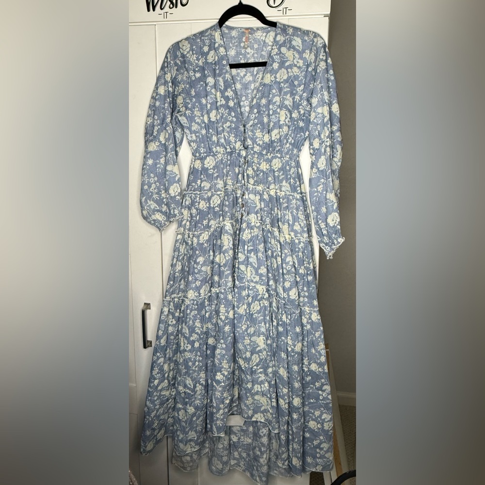 Free People Papiet Floral Blue Midi Dress NWOT size small